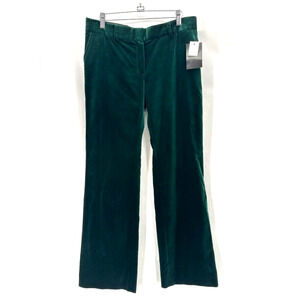 New Bella Freud‎ Velvet Dress Pants Straight Size 10 Green Quiet Luxury Preppy